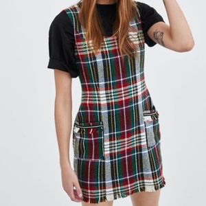 ZARA TRF CHECK TWEED PINAFORE DRESS
